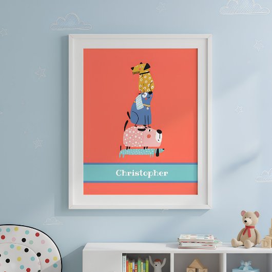 Poster Chiens drôles avec nom pour enfants