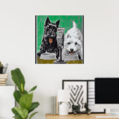 Poster Chiens écossais Blackie et Whitie à la radio (Bureau à domicile)