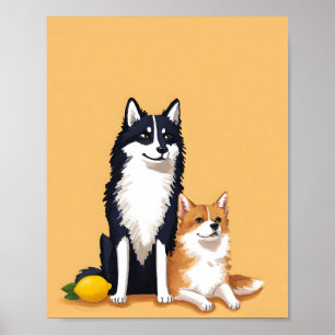 Poster chiens et citron