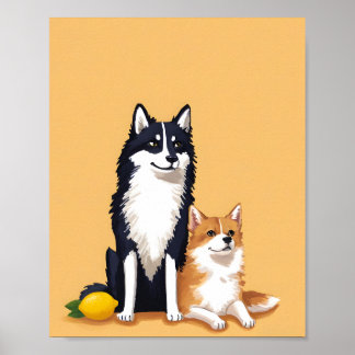 Poster chiens et citron