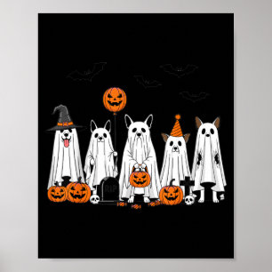 Poster Chiens fantômes d'Halloween Dessin animé de citrou
