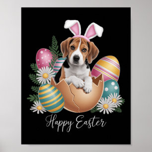 Poster Chiens Floraux Jour de Pâques Mignon Chien Beagle