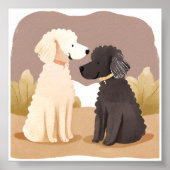 Poster Chiens Fluffy | Peinture Aquarelle d'Animal de Com (Devant)