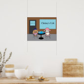 Poster Chiens français dans un café personnalisable (Cuisine)