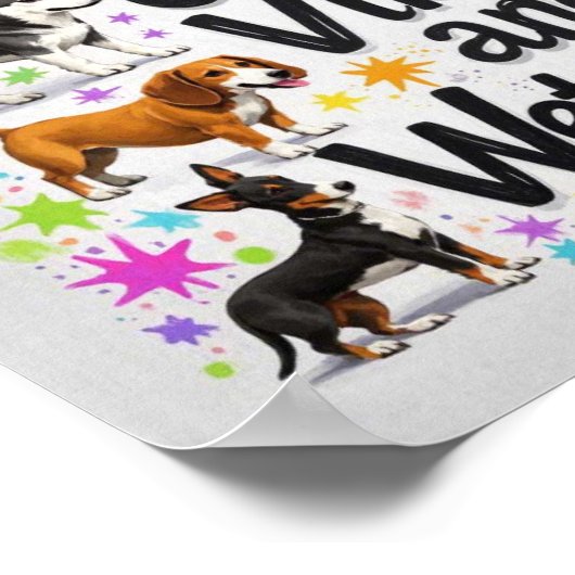 Poster Chiens, Good Vibes et Nez Humide Jouer des Doodles (Coin)