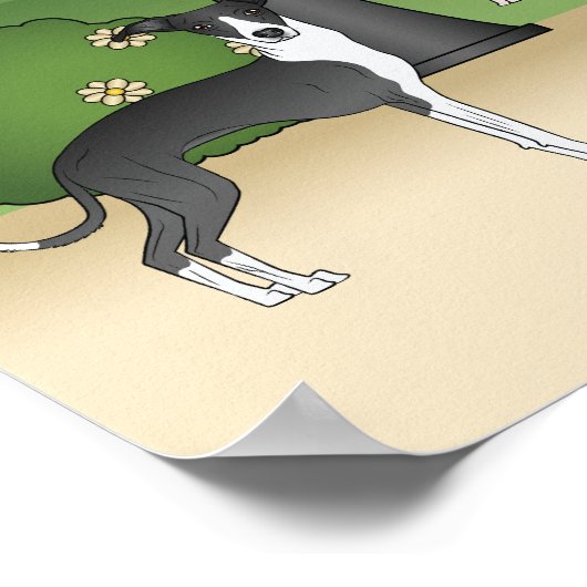 Poster Chiens Grisons Italiens Dans Un Parc Dessin Carica (Coin)