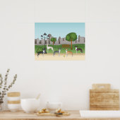 Poster Chiens Grisons Italiens Dans Un Parc Dessin Carica (Cuisine)