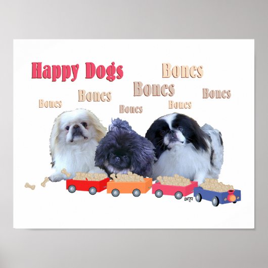 Poster Chiens heureux Bones (Devant)