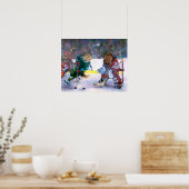 Poster Chiens jouant à l'affiche de hockey (Cuisine)