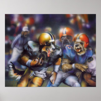 Poster Chiens jouant au football