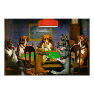 Poster Chiens jouant au poker