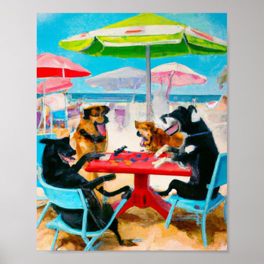 Poster chiens jouant au poker à Fort Lauderda (Devant)