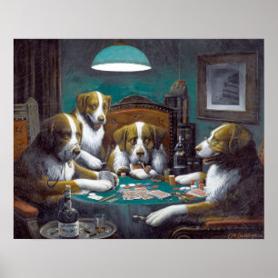 Poster Chiens jouant au poker Cassius Marcellus Coolidge
