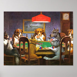 Poster Chiens Jouer Poker Un Ami Dans Le Besoin