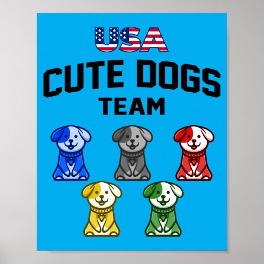 Poster Chiens Mignons Drôles Équipe De Chiots Usa (Devant)