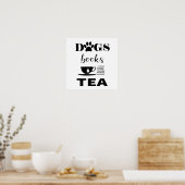 Poster Chiens mignons Livres Thé chaud Typographie modern (Cuisine)