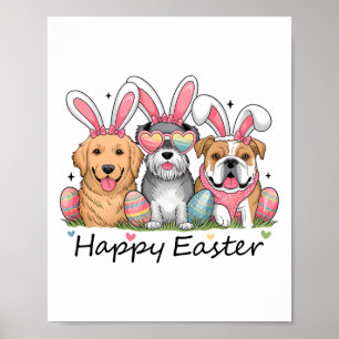 Poster Chiens Oreilles de Lapin Tenue de Pâques Femmes Fi