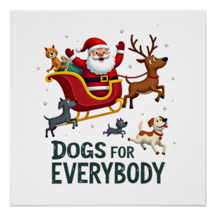 Poster Chiens pour tout le monde Santa Noël drôle de Chri