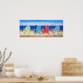 Poster Chiens sur Rainbow Adirondack chaises à la plage (Cuisine)
