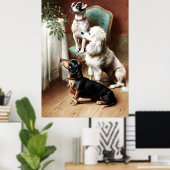 Poster Chiens - Un Traitement de Noël, œuvre d'art par Ca (Bureau à domicile)