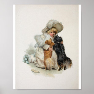 Poster Chiens vintages mignons à la maison bienvenus de