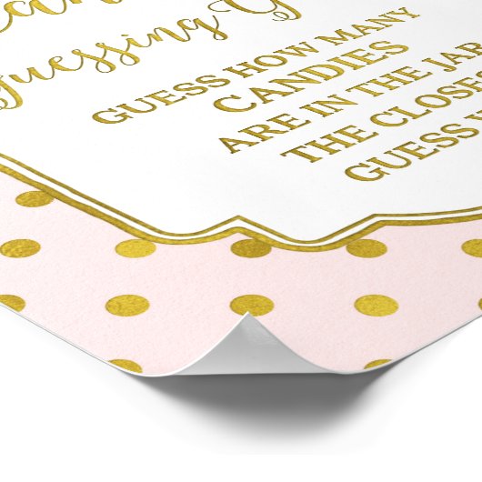 Poster Chiffres d'or rose Candy Guesser Jeu Signe (Coin)