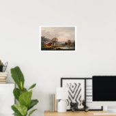 Poster Chiffres qui guident un Sampan autour d'un pli dan (Bureau à domicile)