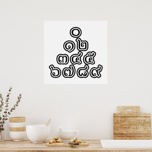 Poster Chiffres thaïlandais Pyramide ♦ Script en thaï ♦ (Cuisine)