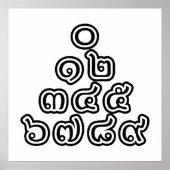Poster Chiffres thaïlandais Pyramide ♦ Script en thaï ♦ (Devant)