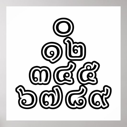 Poster Chiffres thaïlandais Pyramide ♦ Script en thaï ♦ (Devant)