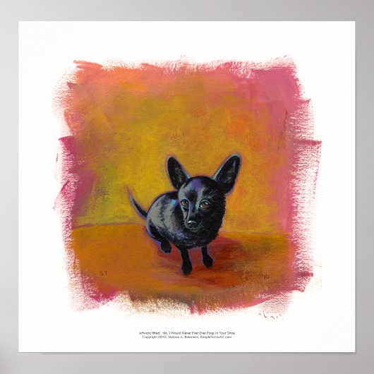 Poster Chihuahua art mignon chien noir peinture originale (Devant)