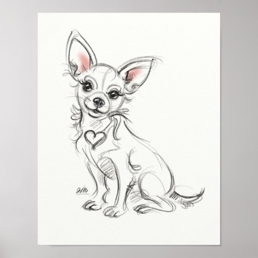Poster Chihuahua Art print | Croquis rapide (Devant)