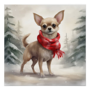 Poster Chihuahua Chien dans Noël de neige