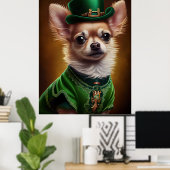 Poster Chihuahua Chien en robe de la Saint Patrick (Bureau à domicile)