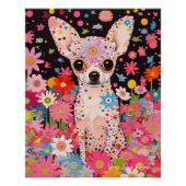 Poster Chihuahua Chien et Fleurs 002 - Bijou sur mesure (Devant)