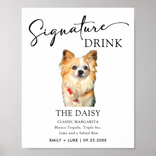 Poster Chihuahua Chien Mariage Signature Boire Signal (Devant)