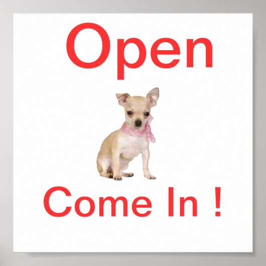 Poster Chihuahua Chien Open Sign (Devant)
