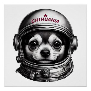 Poster Chihuahua,Chien spatial soviétique rétro voyageur