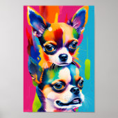Poster Chihuahua Chiens mignons, Portrait Art numérique c (Devant)
