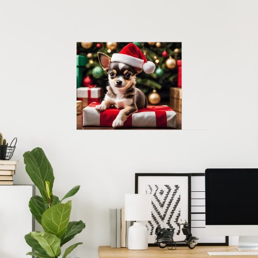 Poster Chihuahua chiot de Noël (Bureau à domicile)