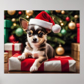 Poster Chihuahua chiot de Noël (Devant)
