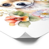 Poster Chihuahua Chippy Pet Aquarelle Fleur (Coin)