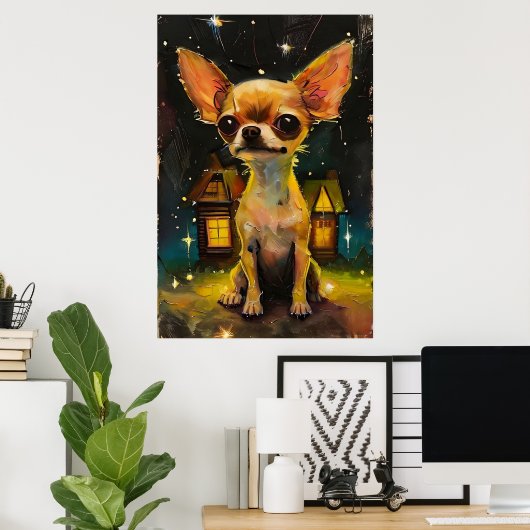 Poster Chihuahua Chiuppy dans une maison confortable (Bureau à domicile)