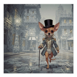 Poster Chihuahua dans la ville de Paris