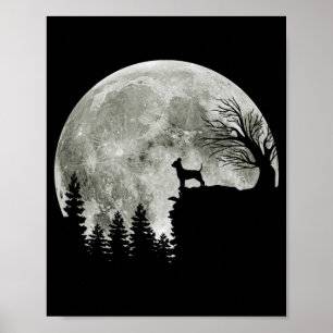 Poster Chihuahua debout Au Lune De Montagne Halloween