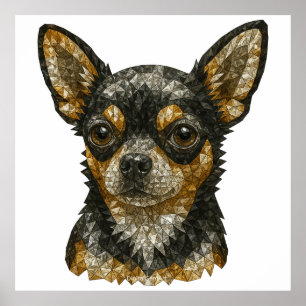 Poster Chihuahua Gemstone Mosaic Art
