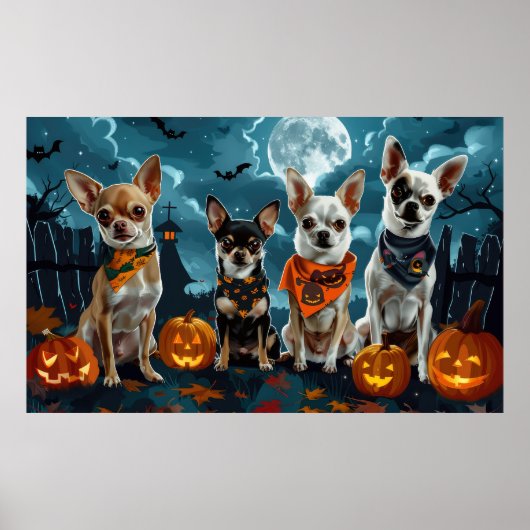 Poster Chihuahua Halloween Éffrayant (Devant)