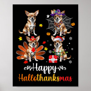 Poster Chihuahua Lover Halloween Noël Joyeux Hallotha