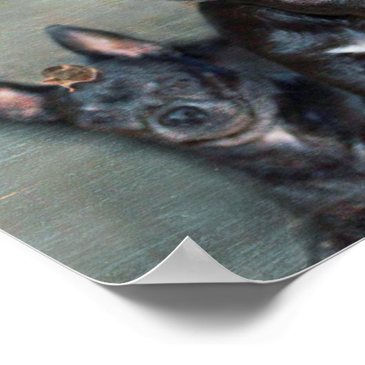 Poster Chihuahua noir avec souris texte personnalisé (Coin)