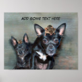 Poster Chihuahua noir avec souris texte personnalisé (Devant)